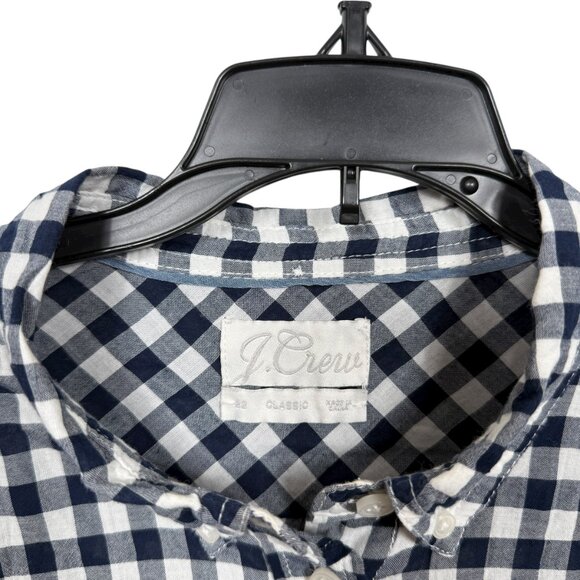 J Crew Classic Fit Shirt Womens 22 Black White Crinkle Gingham Button Down - Picture 3 of 9
